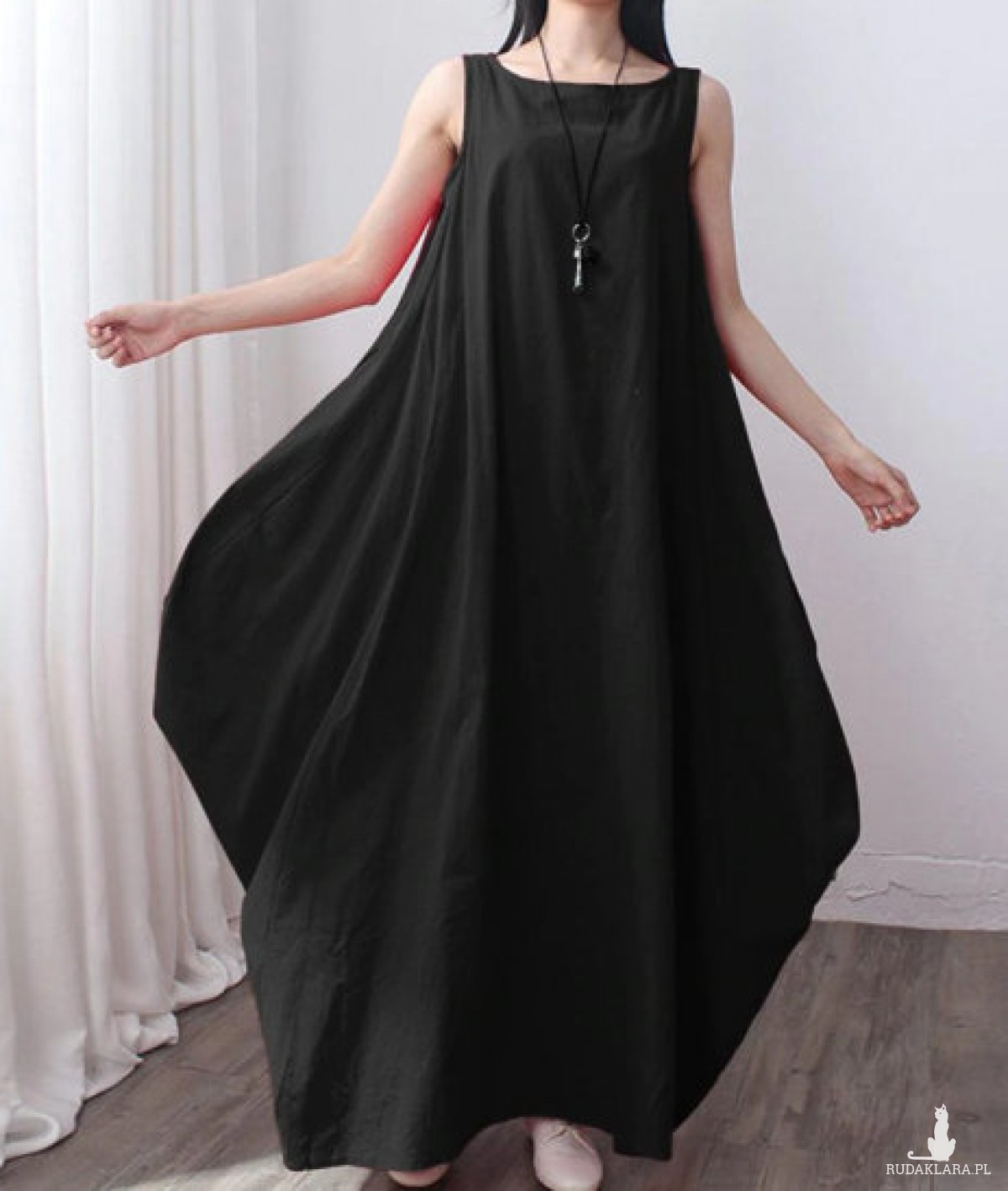 sukienka czarna oversize długa M